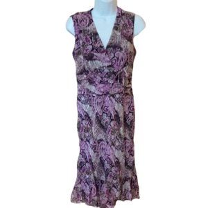 ---  Purple Printed Midi Sleeveless  Dress Size 7